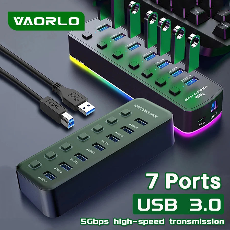 RGB USB-Hub mit 7 Ports