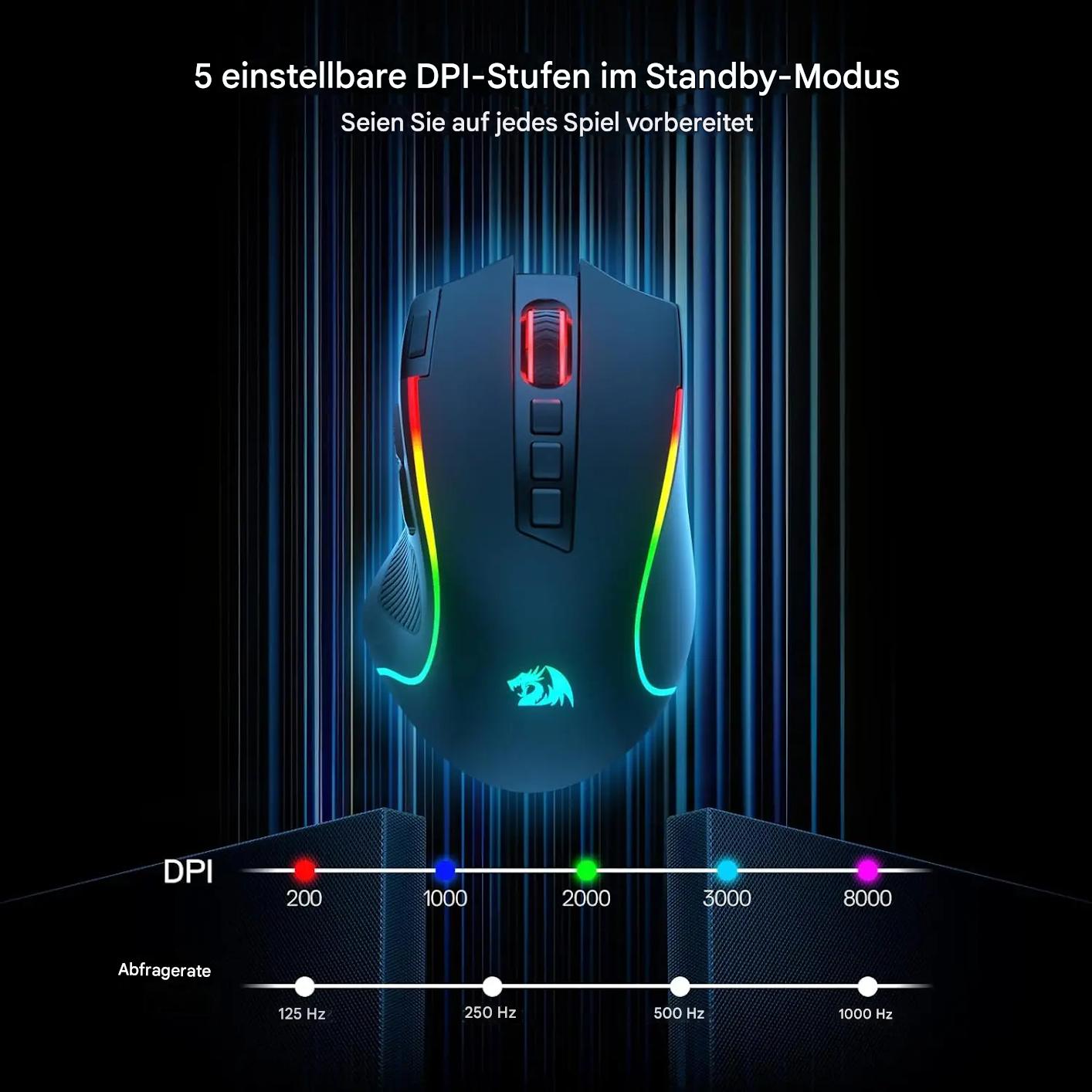 Gaming Maus M612 PRO Wireless mit mit 8000 DPI, RGB & 11 programmierbaren Tasten