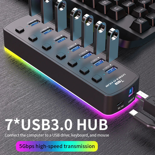 RGB USB-Hub mit 7 Ports