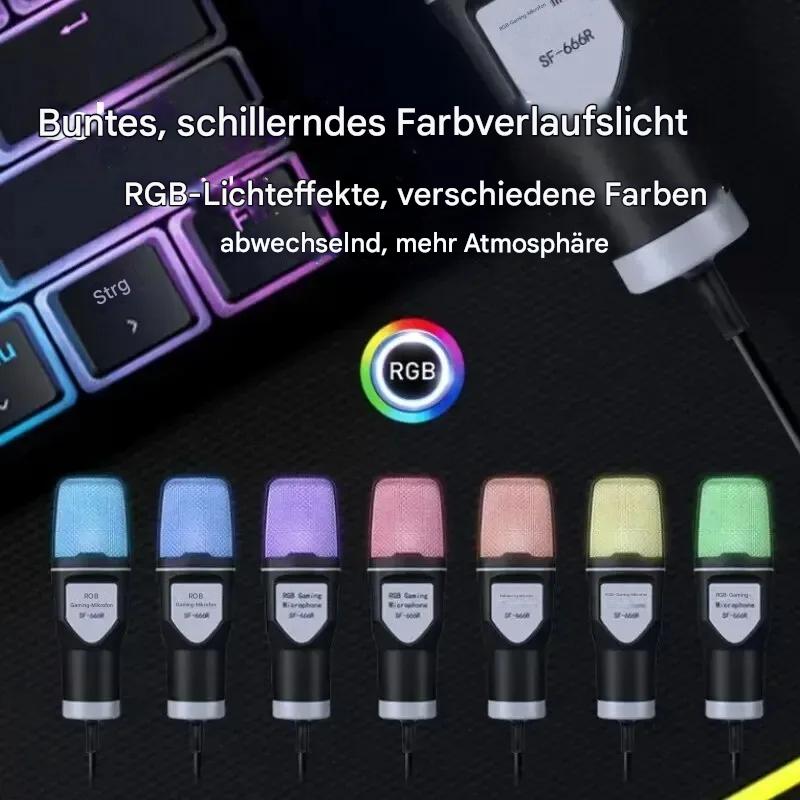 Kondensatormikrofon mit RGB-Beleuchtung & Geräuschunterdrückung für PC & PS5