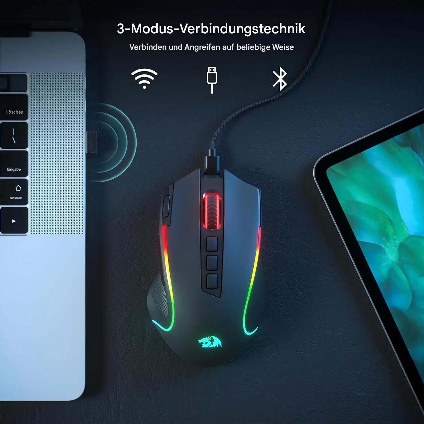 Gaming Maus M612 PRO Wireless mit mit 8000 DPI, RGB & 11 programmierbaren Tasten
