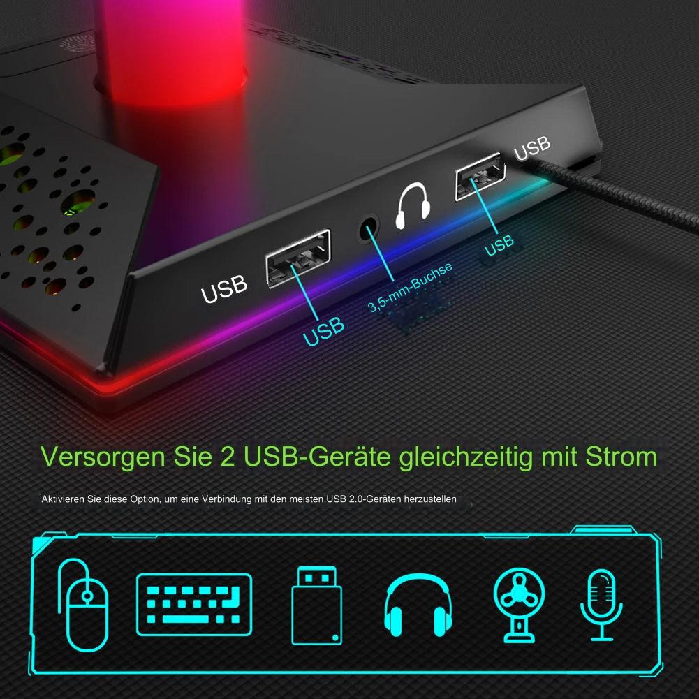 RGB Gaming Headset-Halter mit USB & Audioanschluss
