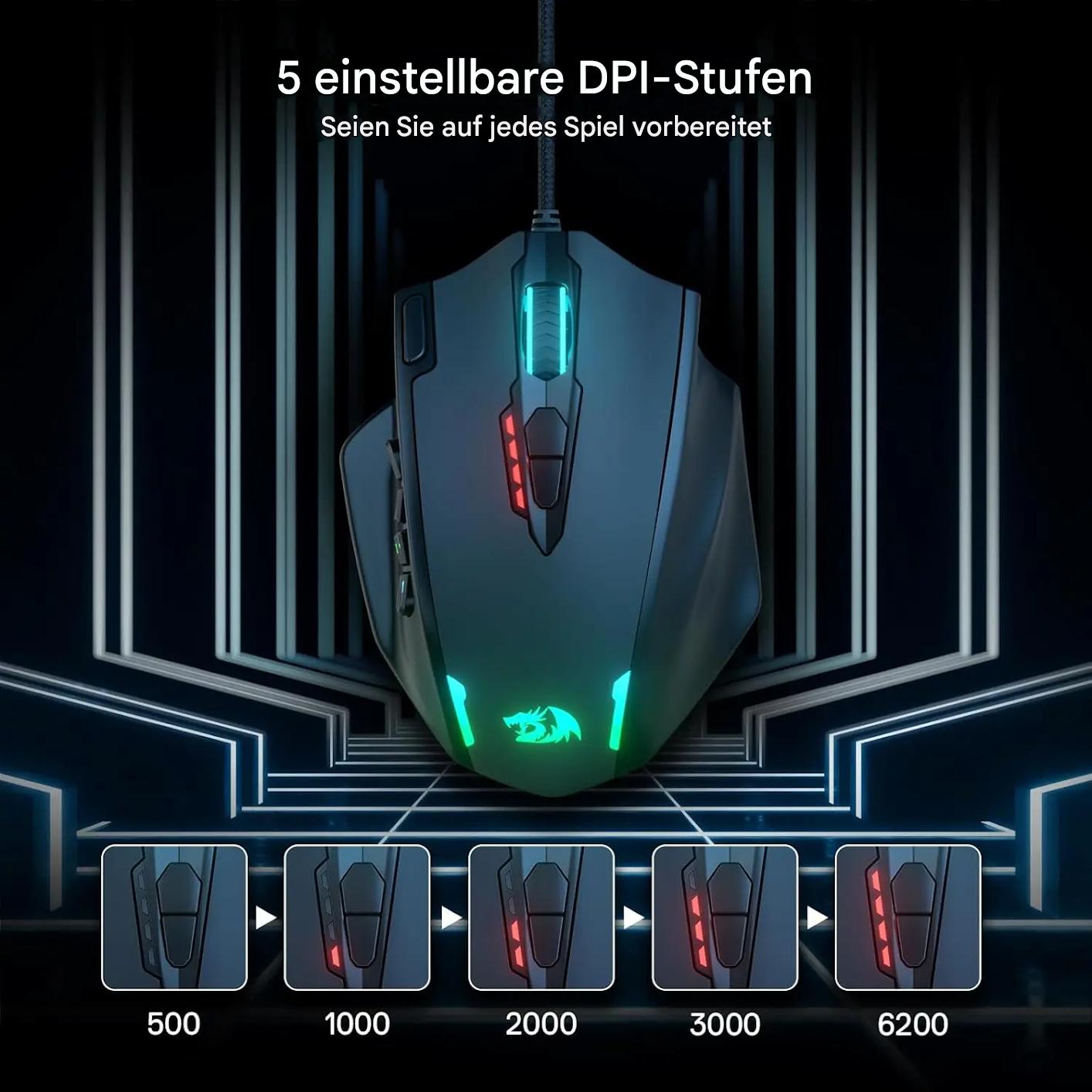 Redragon M908 – Professionelle RGB Gaming-Maus mit 18 programmierbaren Tasten & Laser-Präzision