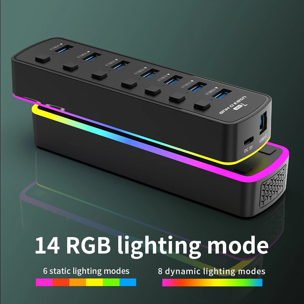 RGB USB-Hub mit 7 Ports