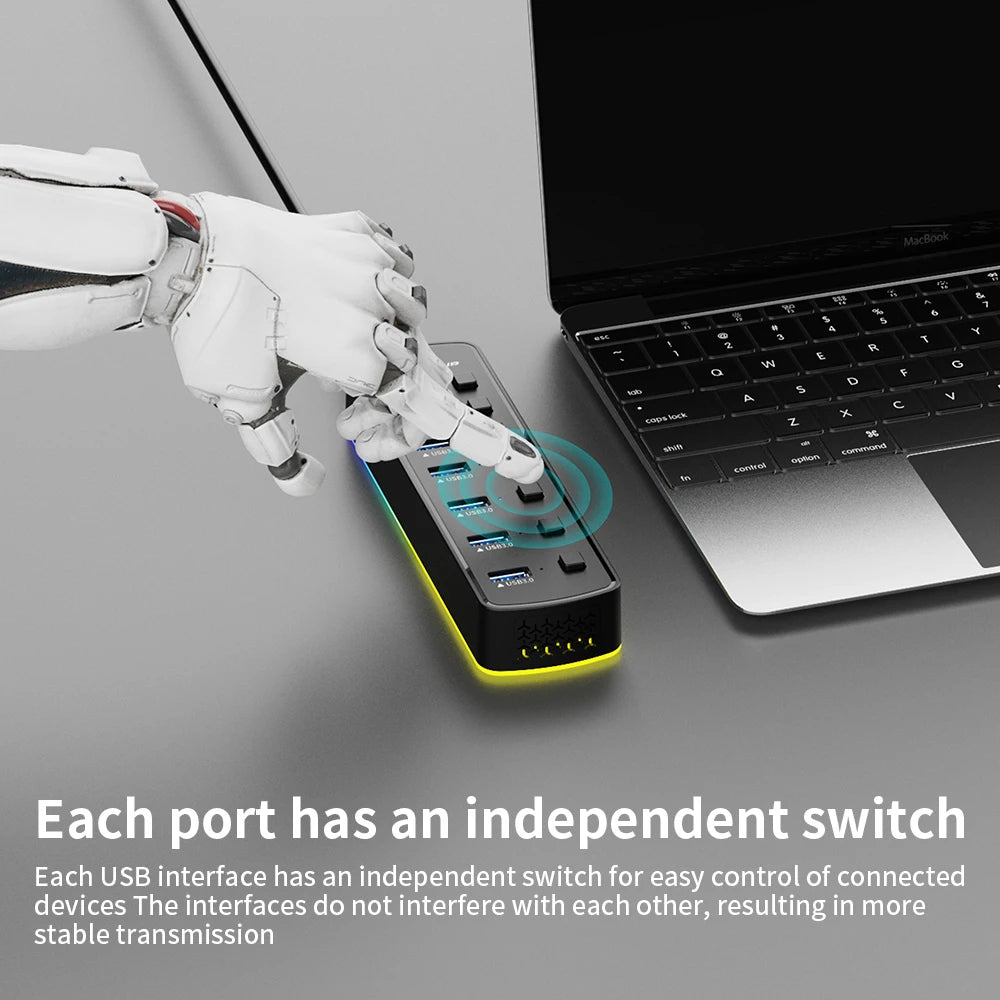 RGB USB-Hub mit 7 Ports