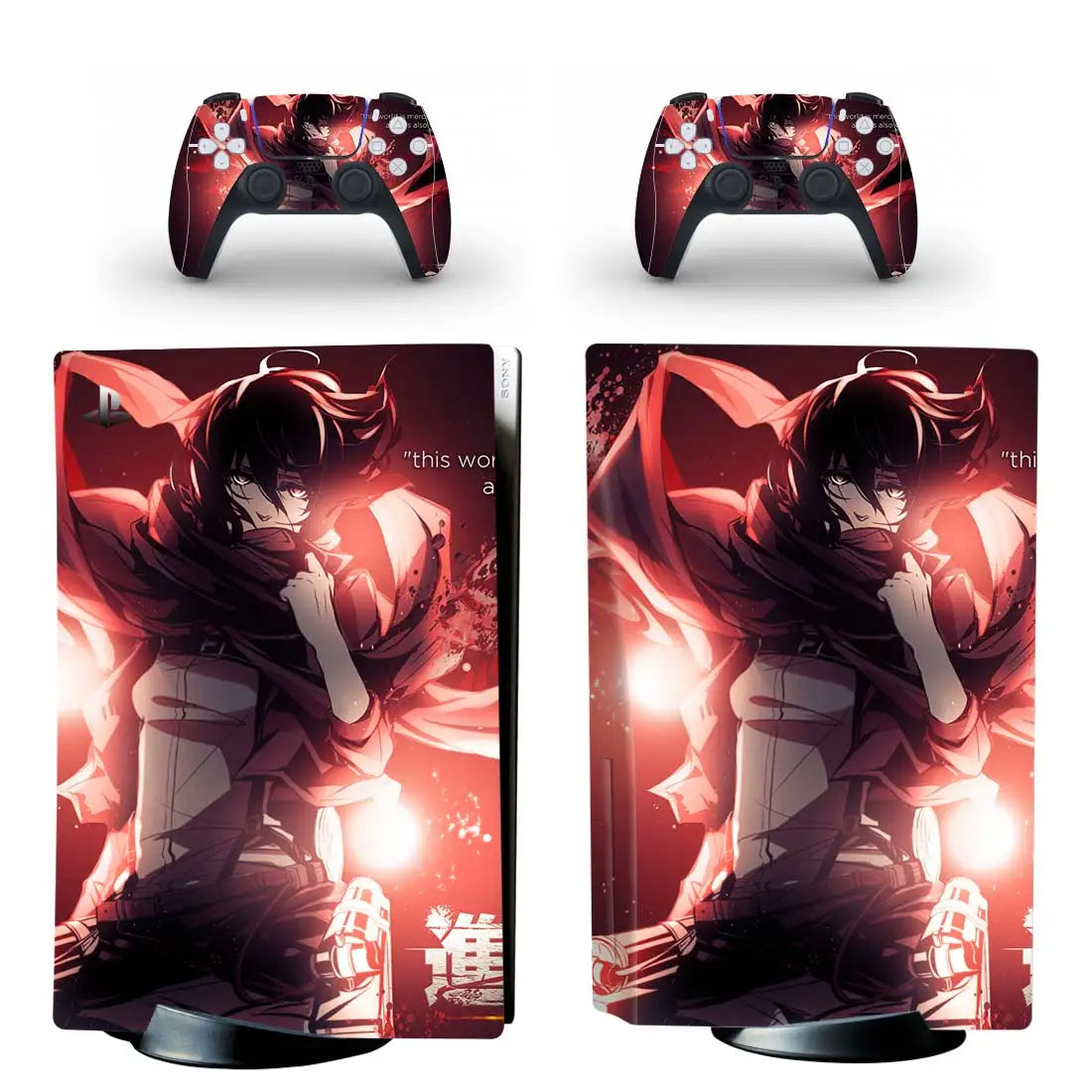 PS5 Aufkleber Skin mit Attack on Titan Motiv