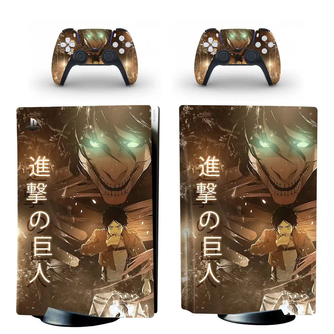 PS5 Aufkleber Skin mit Attack on Titan Motiv