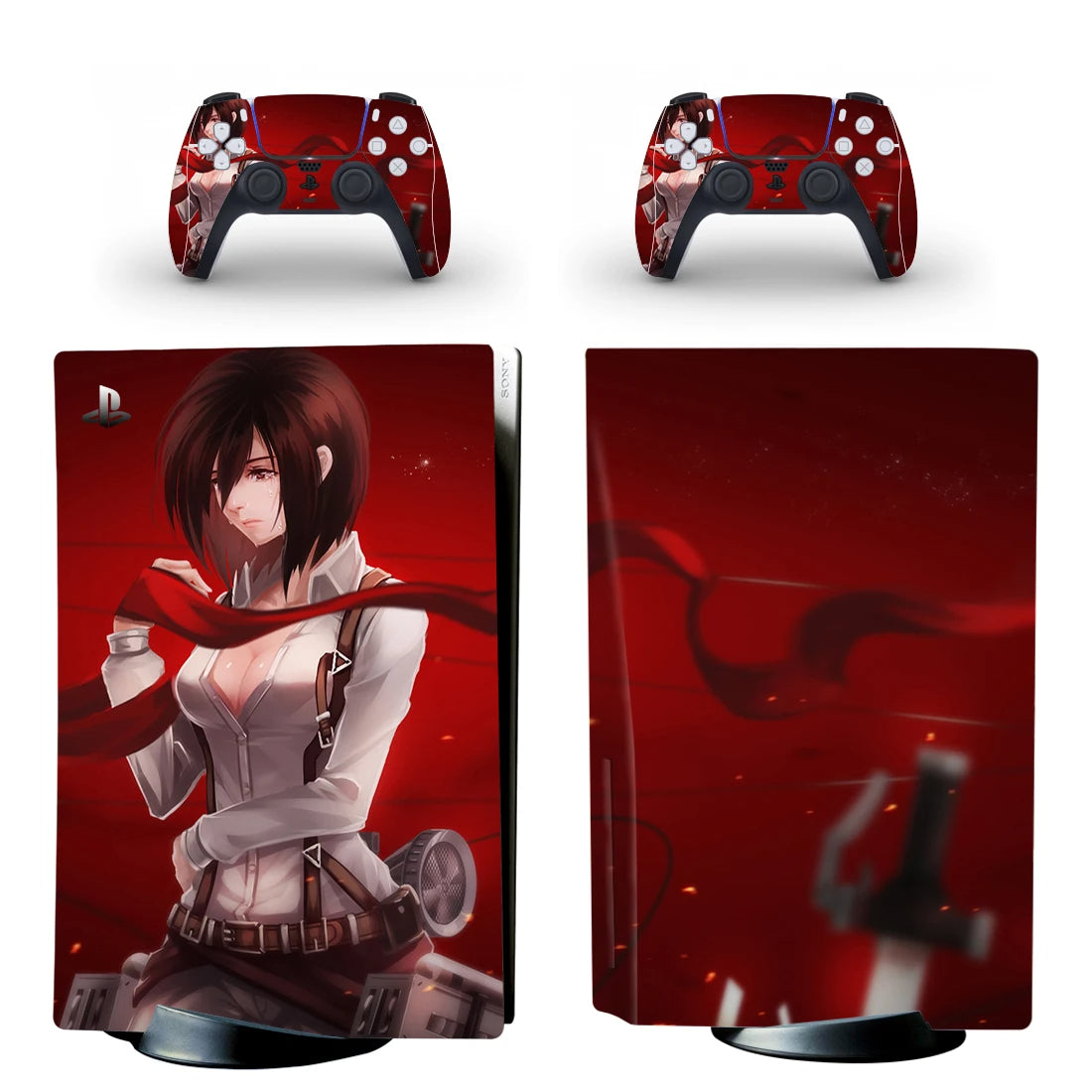 PS5 Aufkleber Skin mit Attack on Titan Motiv