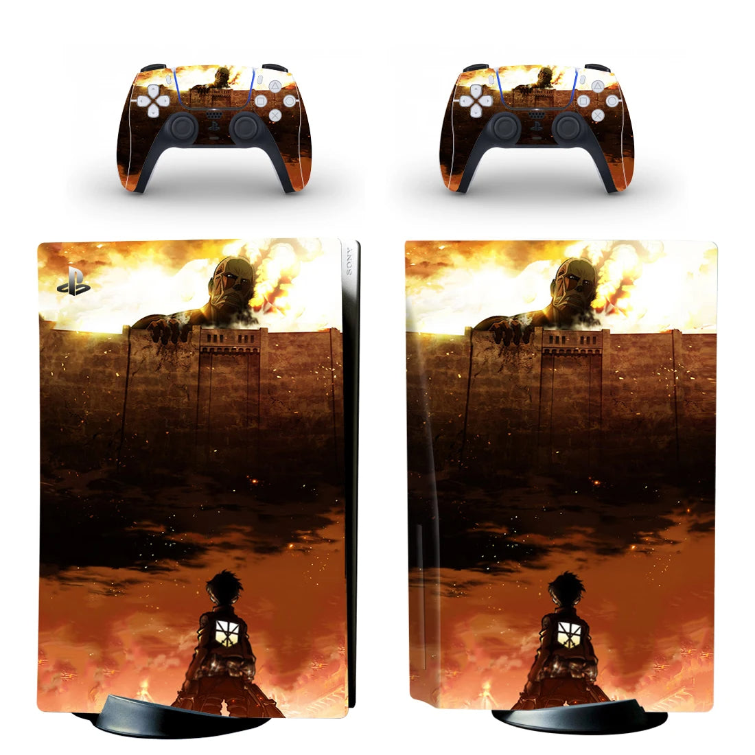 PS5 Aufkleber Skin mit Attack on Titan Motiv