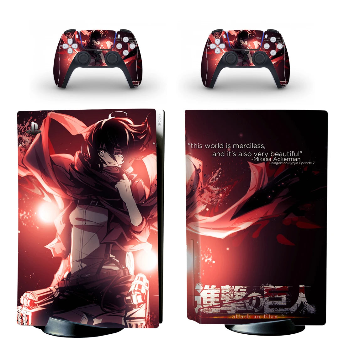PS5 Aufkleber Skin mit Attack on Titan Motiv