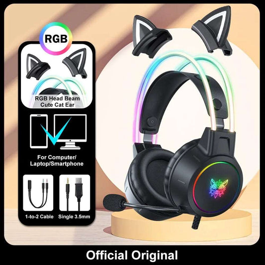 Gaming RGB Headset mit Katzenöhrchen