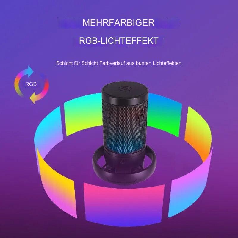 Pro RGB Mikrofon mit Armständer – Klare Aufnahmen & stylisches Licht