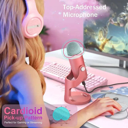 Kompaktes Gaming/Streaming Mikrofon rosa