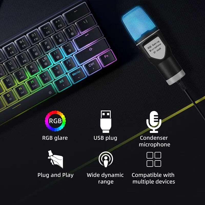 Gaming USB-Mikrofon für PC und Streaming RGB