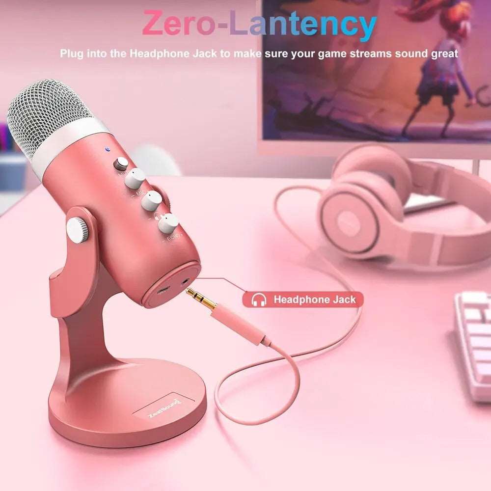 Kompaktes Gaming/Streaming Mikrofon rosa