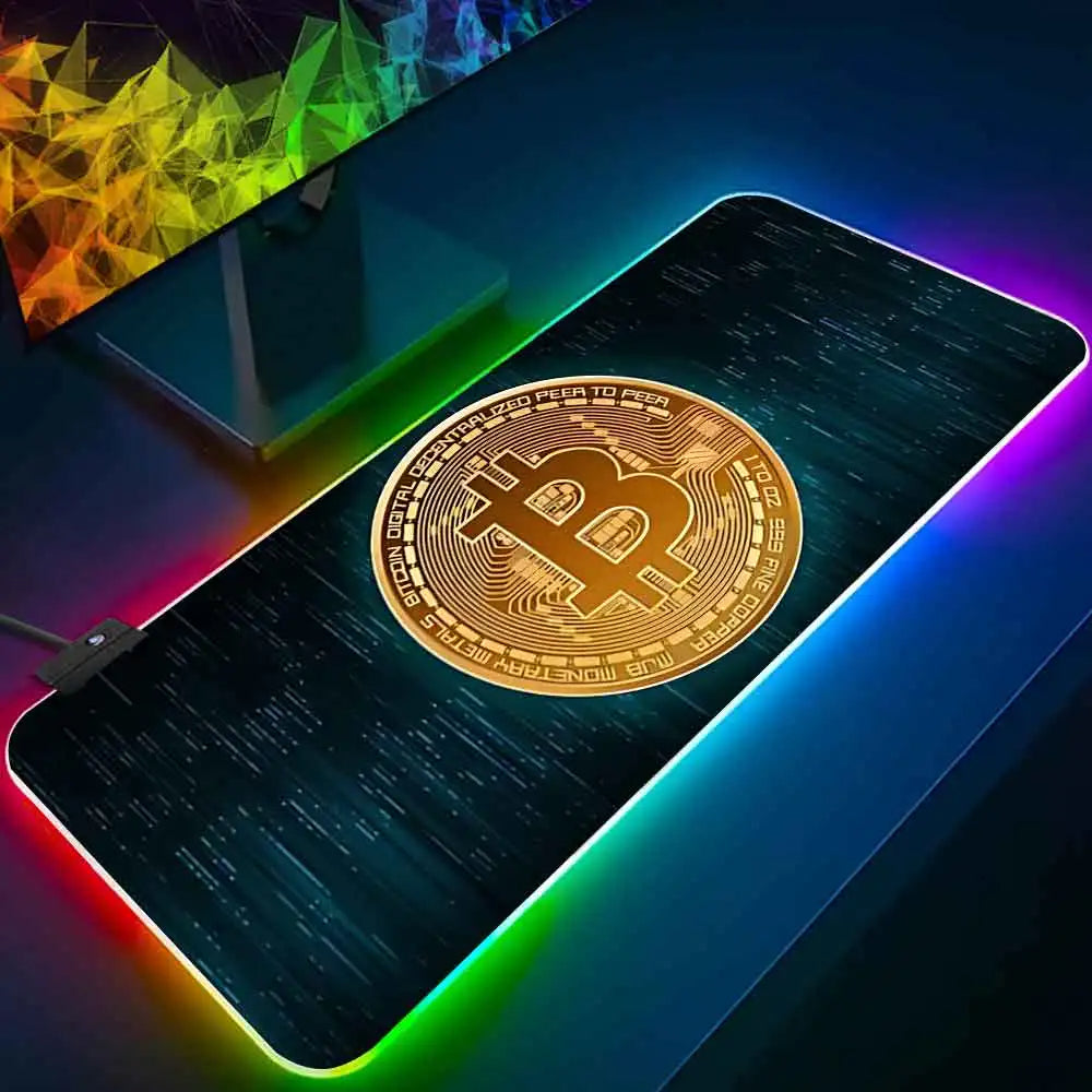 LED-Mousepad mit Bitcoin Design