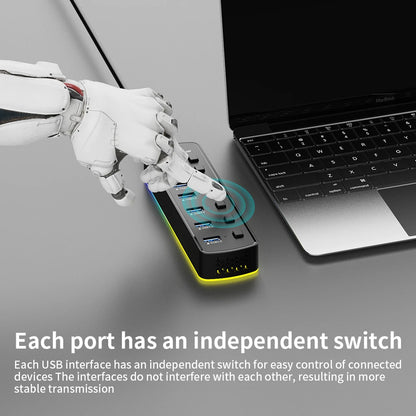 RGB USB-Hub mit 7 Ports