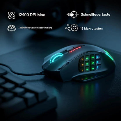 Redragon M908 – Professionelle RGB Gaming-Maus mit 18 programmierbaren Tasten & Laser-Präzision