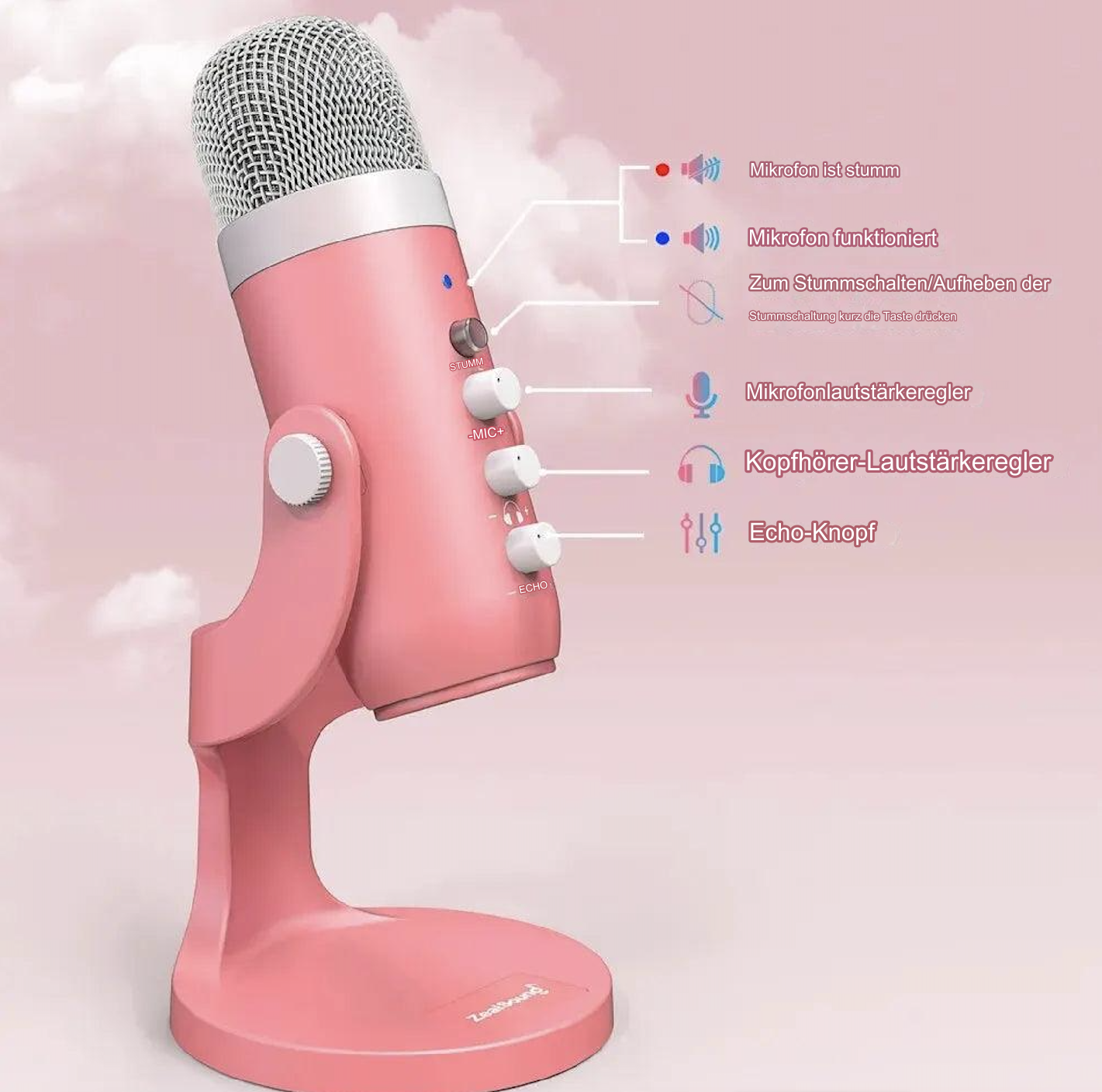 Compact gaming/streaming microphone pink