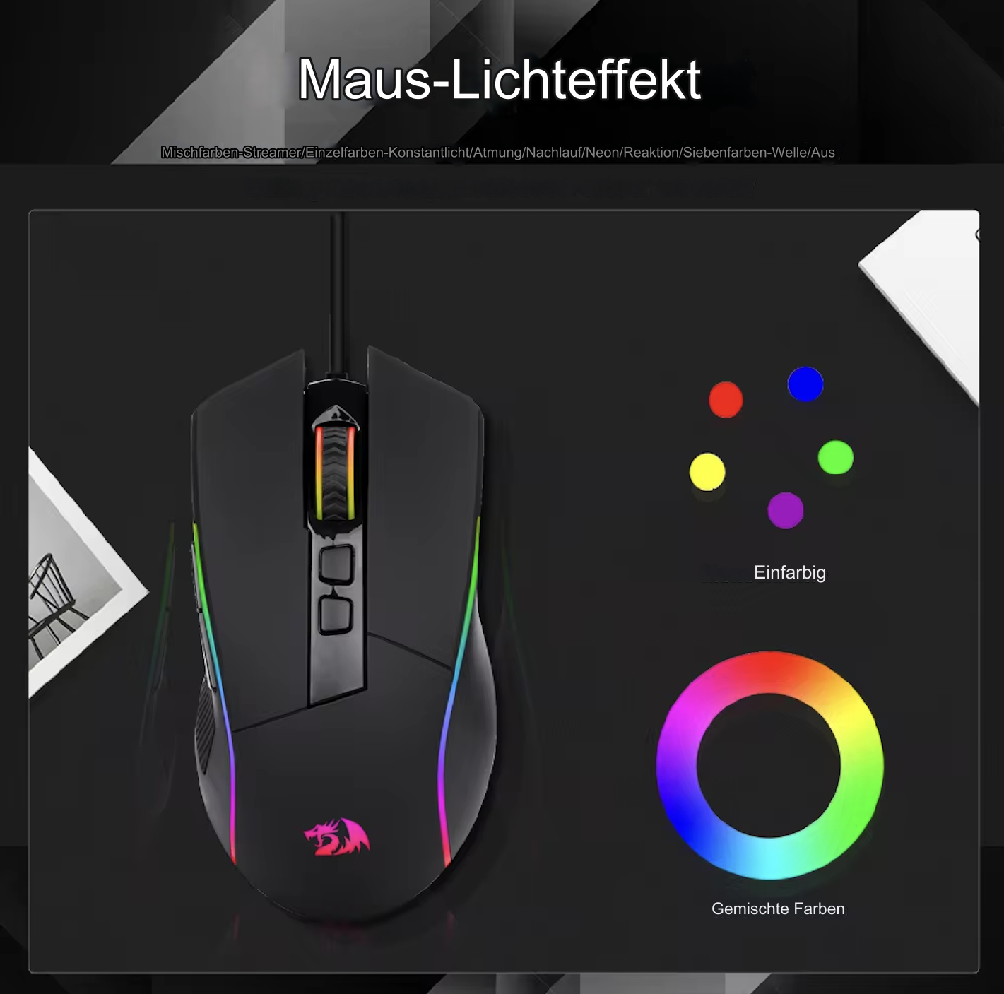 Redragon RGB Gaming Maus kabelgebunden