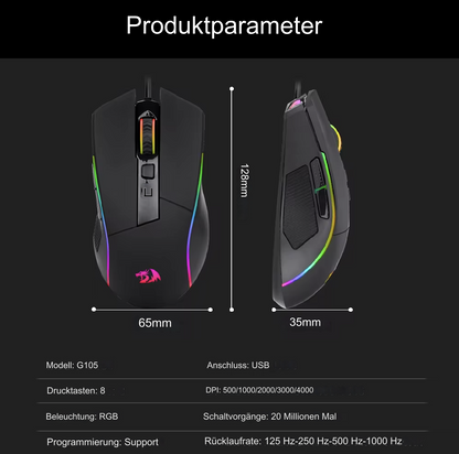 Redragon RGB Gaming Maus kabelgebunden