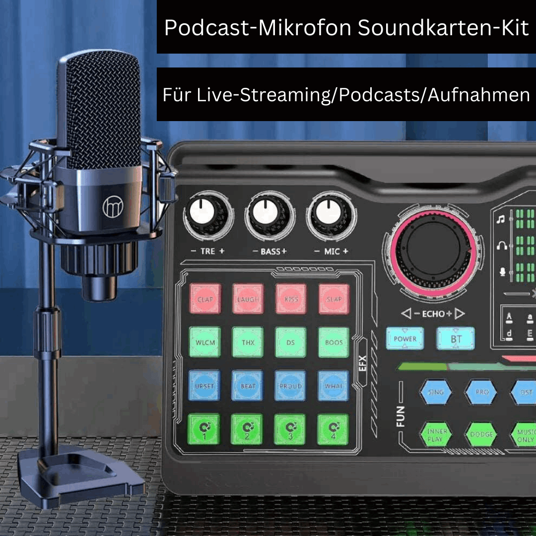 All-in-One Streaming & Podcast Set mit USB-Soundkarte und Mikrofon