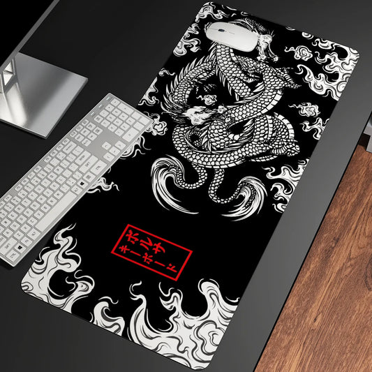 Mouse pad with dragon motif