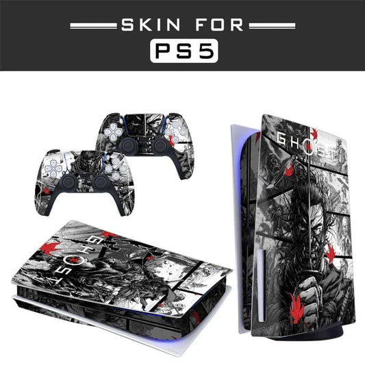 PS5 Aufkleber Skin mit Ghost of Tsushima Motiv
