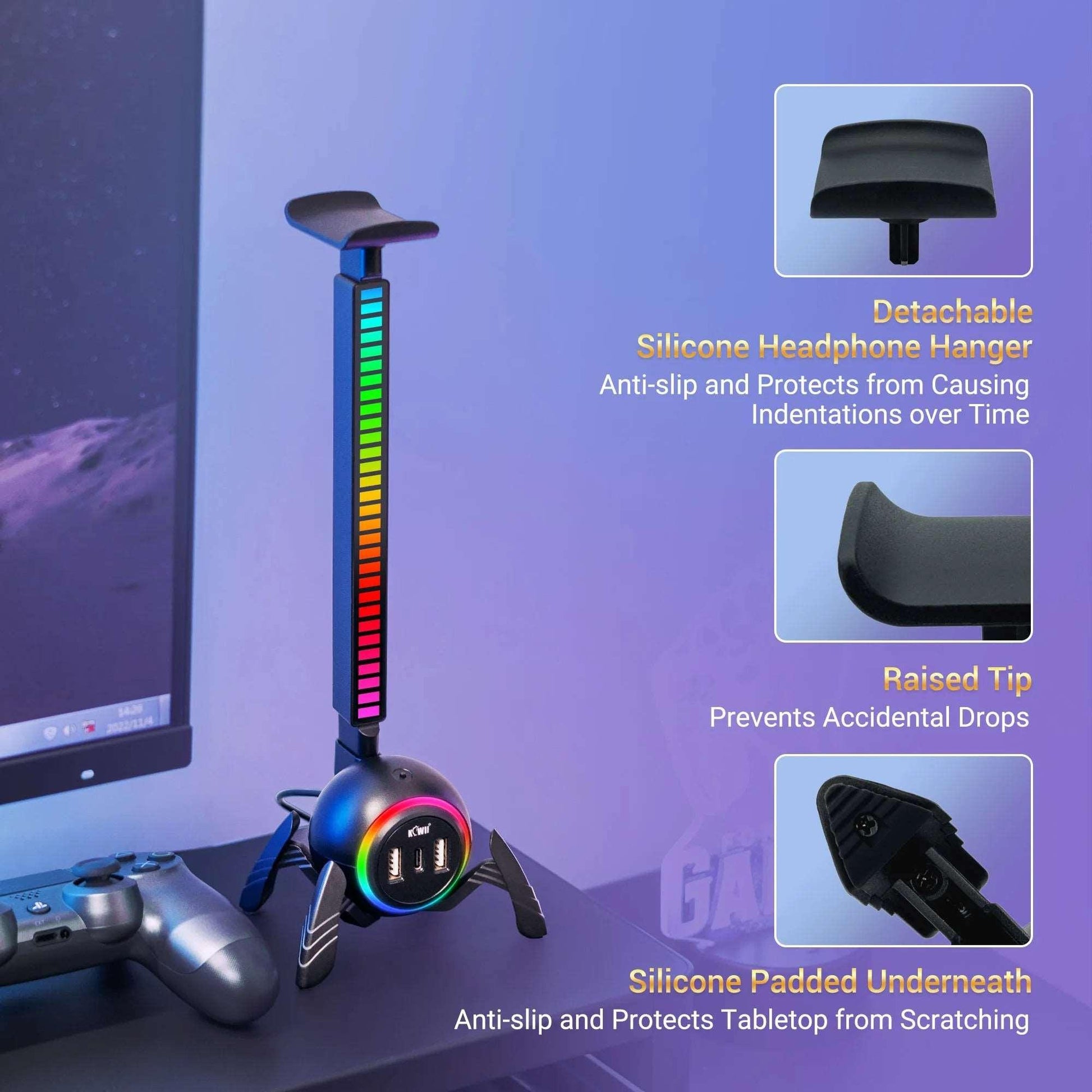 RGB Headset Halterung mit USB-Anschlüssen