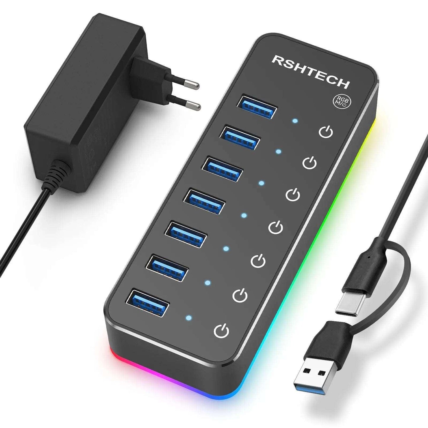 7 Port USB3.0/USB-C Hub LED